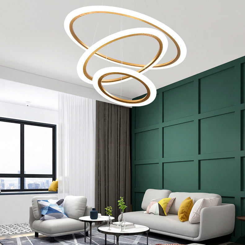 Metal Gold Three-Tier Chandelier Lighting Fixture Modern Chandelier Pendant Light for Living Room