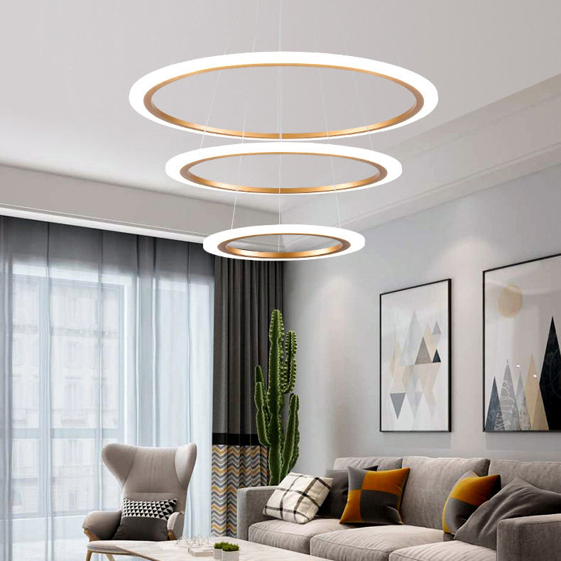 Metal Gold Three-Tier Chandelier Lighting Fixture Modern Chandelier Pendant Light for Living Room