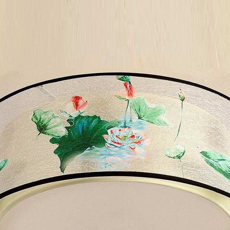 Square/Round Fabric Flush Light Chinese Style Flush Ceiling Light for Living Room