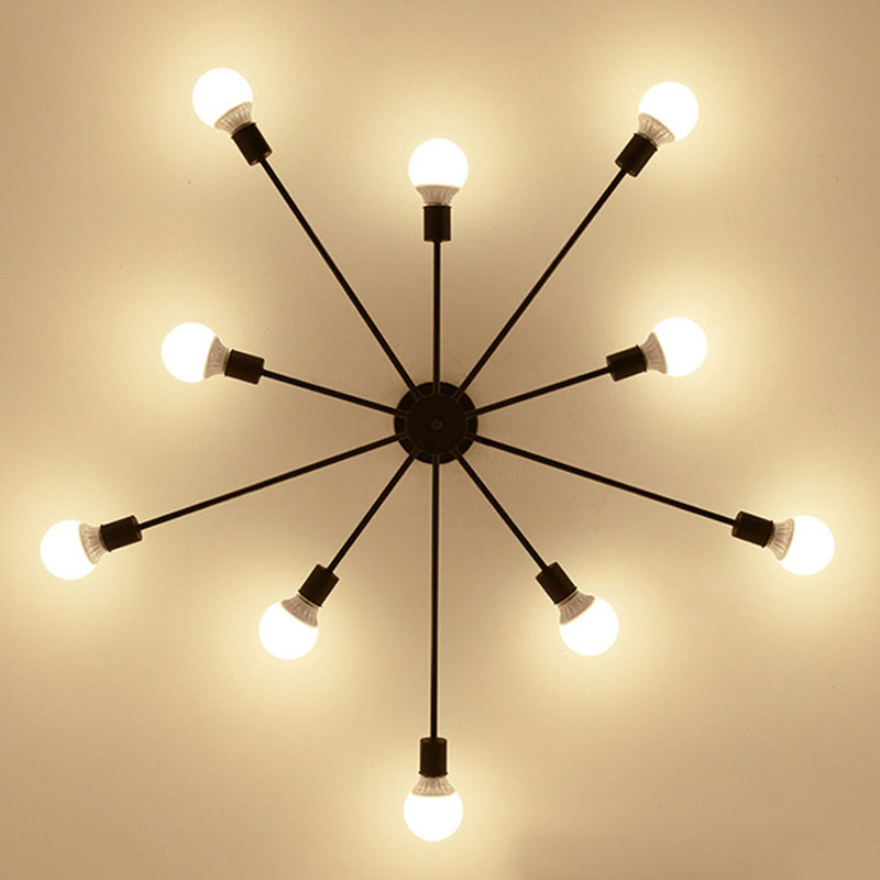 Industrial Sputnik Semi Flush Mount Lighture Restaurante Multi-Head Restaurant Semi Flush Mounting Lighting