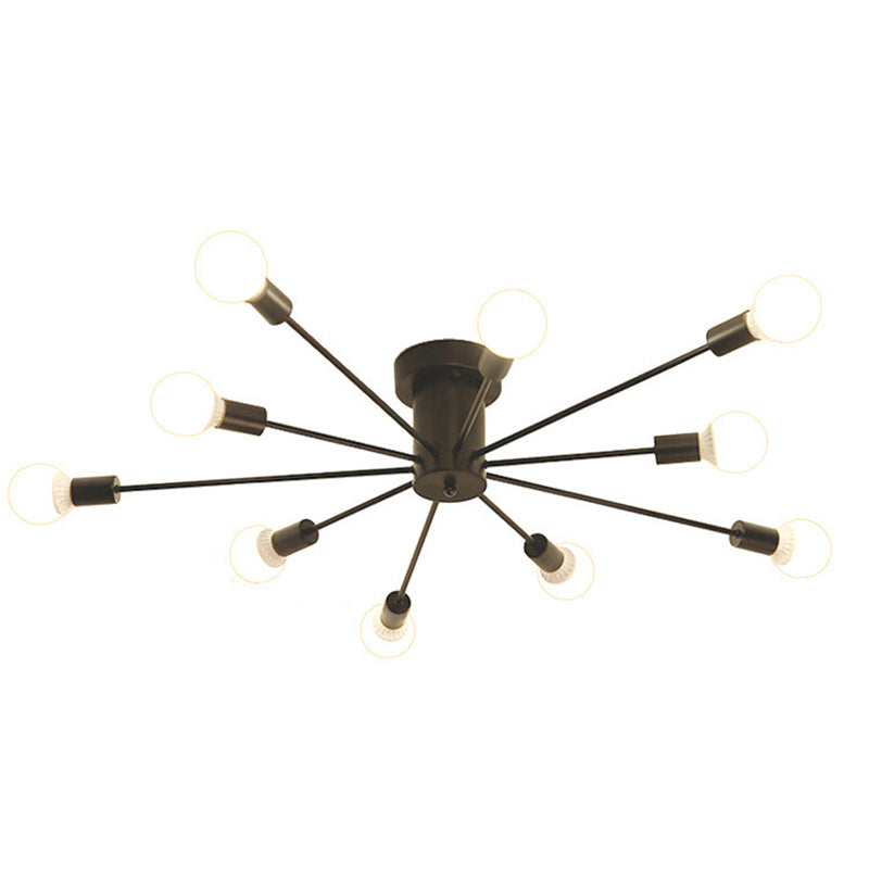 Industrial Sputnik Semi Flush Mount Lighture Restaurante Multi-Head Restaurant Semi Flush Mounting Lighting