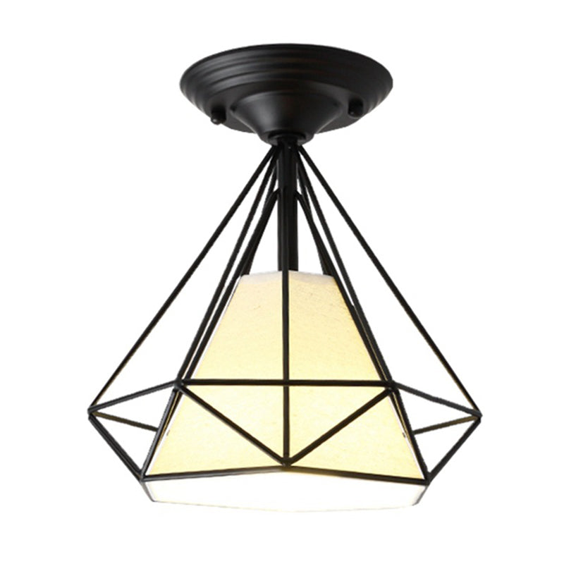 Diamond Semi Flush Mount Light Fixture Industrial Metallic Ceiling Mount Chandelier for Bedroom