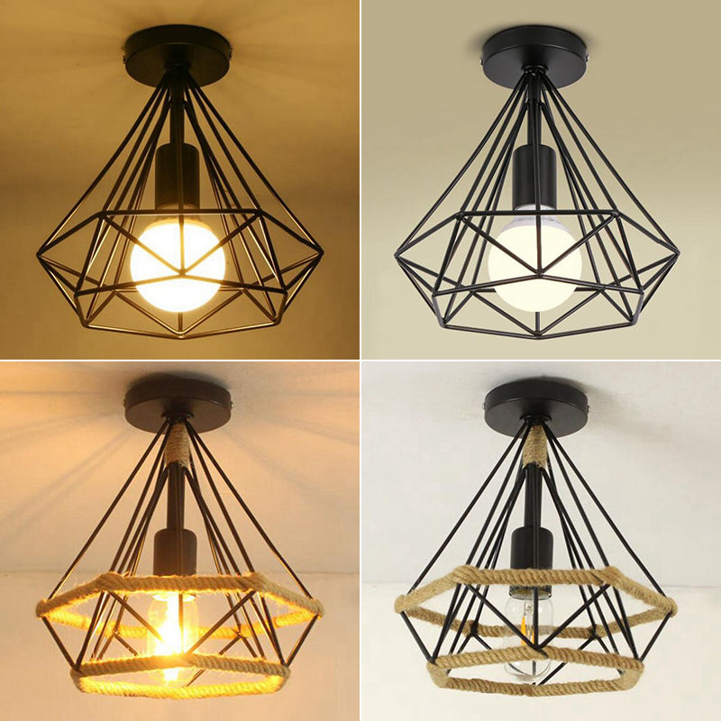 Diamond Semi Flush Mount Lighture Lighting Industrial Metallic Techo Candelier para dormitorio