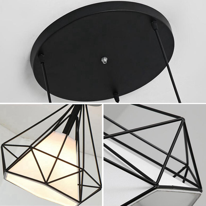 Diamond Semi Flush Mount Light Fixture Industrial Metallic Ceiling Mount Chandelier for Bedroom