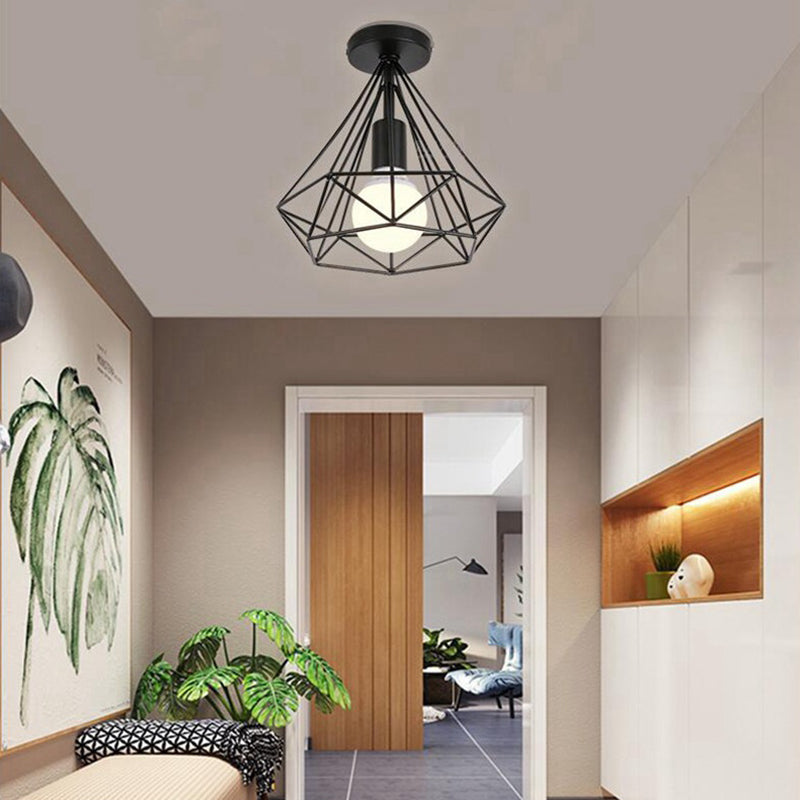 Diamond Semi Flush Mount Lighture Lighting Industrial Metallic Techo Candelier para dormitorio