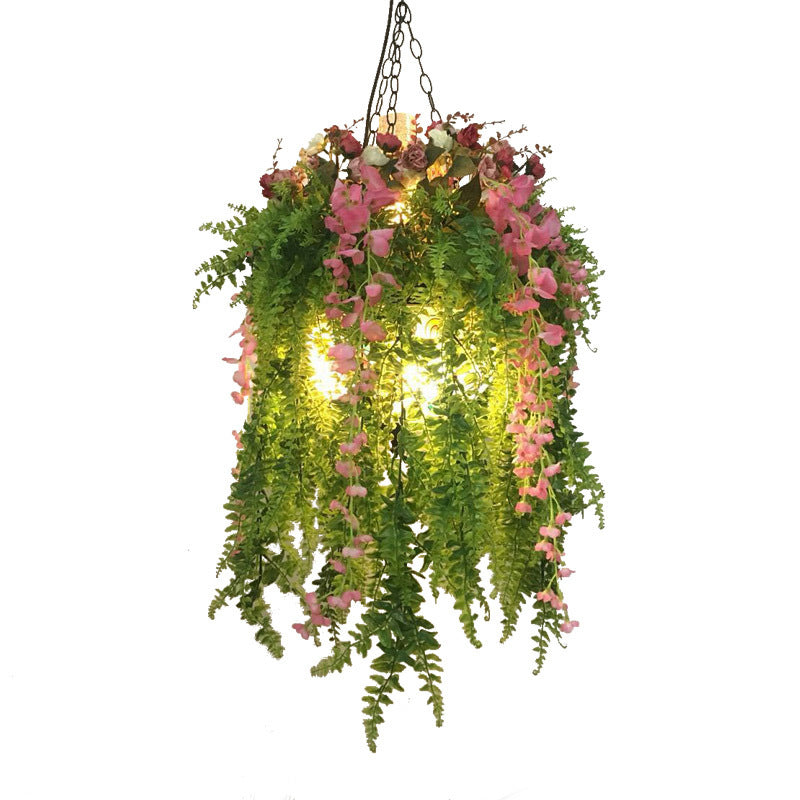 Metal Green Hanging Chandelier Light Plant Decoration 4 Heads Industrial Pendant Lighting Fixture