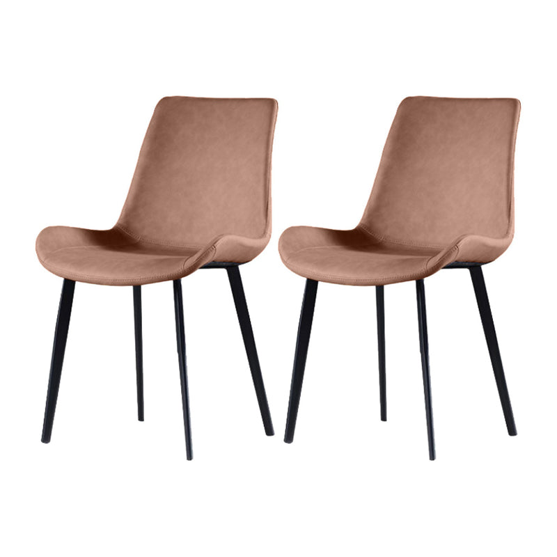 Contemporary Dining Chairs Kitchen Faux Leather Parsons Chair with Carbon Steel Legs