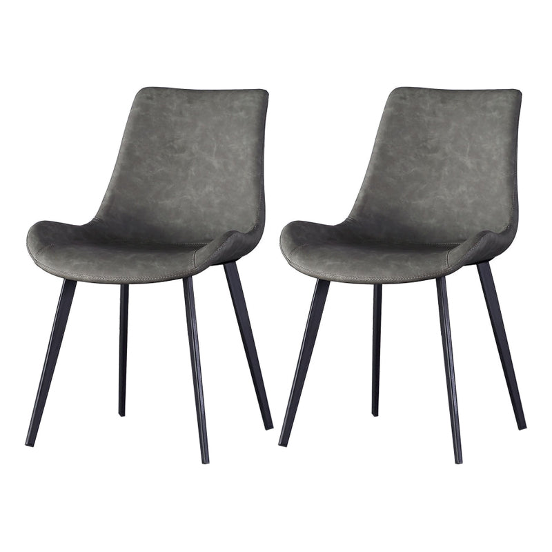 Contemporary Dining Chairs Kitchen Faux Leather Parsons Chair with Carbon Steel Legs