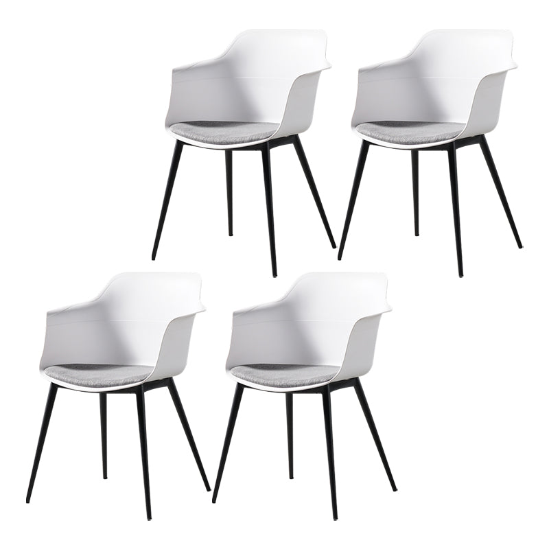 Scandinavian Dining Arm Chair Solid Back Side Chair with 4 Metal Legs for Home Use