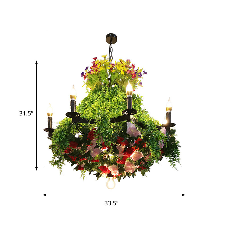 12 lampen kaarsen hanger kroonluchter industrieel groen metaal led planten suspensie verlichting armatuur