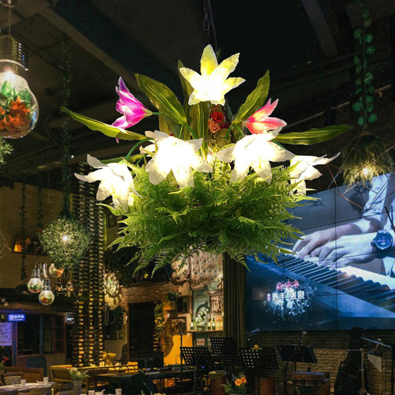 Lily Restaurant Kroonluchter verlichtingsarmatuur industrieel metaal 13 lampen LED groen plafond hanglampje