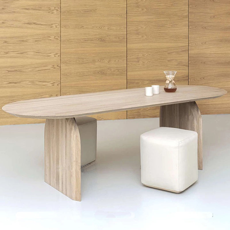 Mesa de madera maciza de pino oval