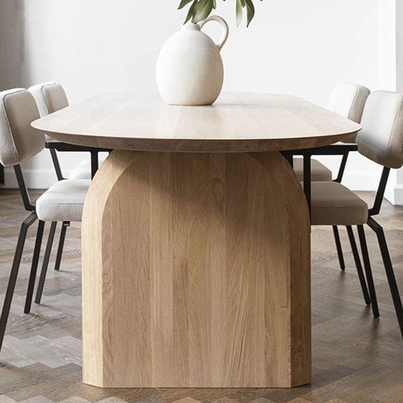 Oval Pine Solid Wood Table Modern Dining Table with Wooden Double Pedestal for Restaurant