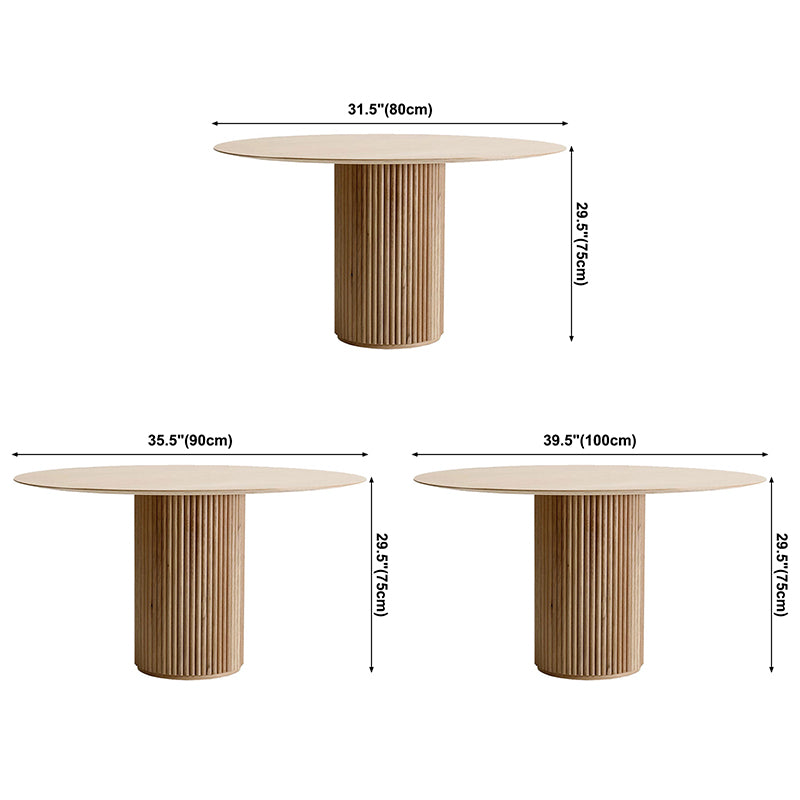 Round Shape Wood Color Dining Table Solid Wood Table Contemporary with Pedestal