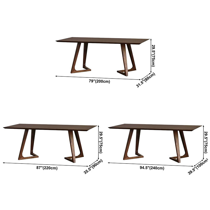 Modern Rectangle Dining Table Pine Solid Wood Table with Double Pedestal for Home Kitchen Dinner