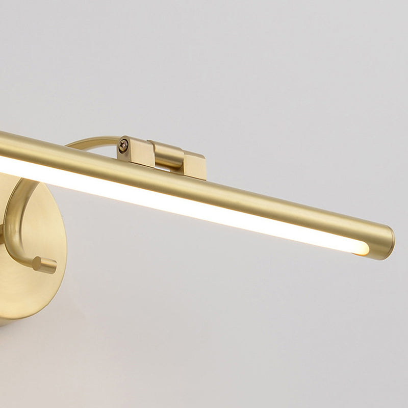 1-Light Linear Shade Wall Sconce Modern Simple Style Mirror Wall Lighting in Brass