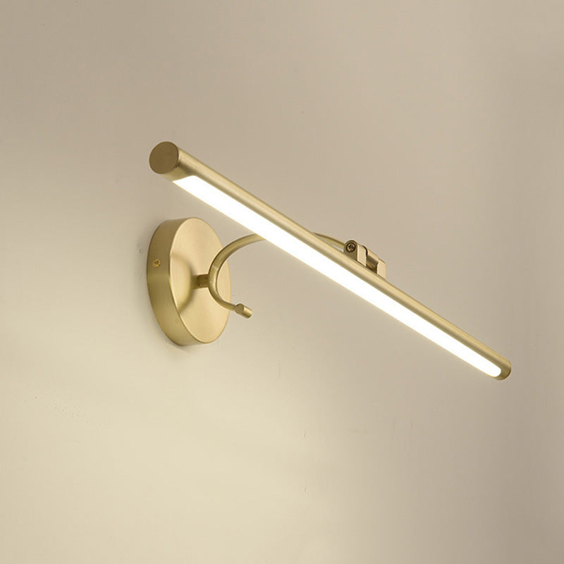 1-Light Linear Shade Wall Sconce Modern Simple Style Mirror Wall Lighting in Brass