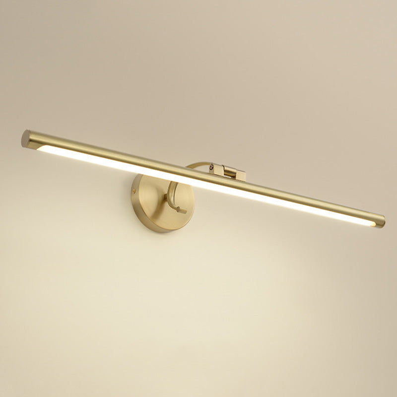 1-Light Linear Shade Wall Sconce Modern Simple Style Mirror Wall Lighting in Brass