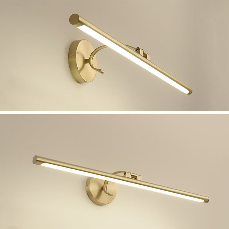 1-Light Linear Shade Wall Sconce Modern Simple Style Mirror Wall Lighting in Brass