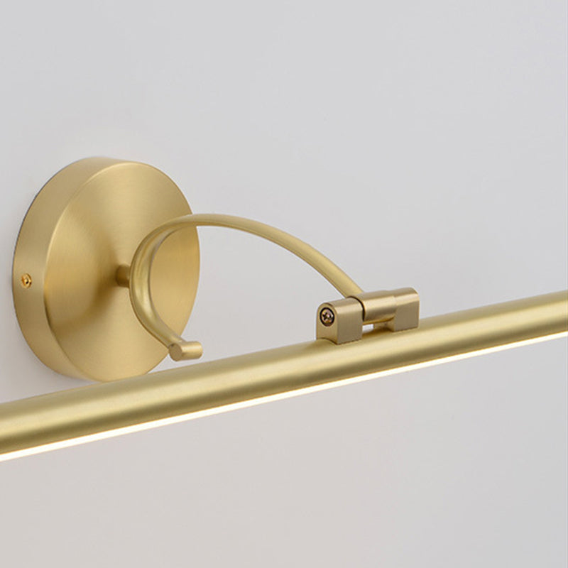 1-Light Linear Shade Wall Sconce Modern Simple Style Mirror Wall Lighting in Brass