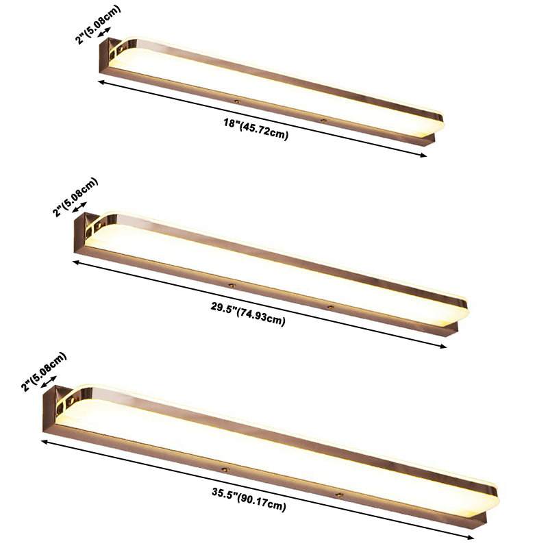 1 luces Lineo de pared de pared lineal de sombra moderno iluminación de pared de espejo de estilo simple en oro