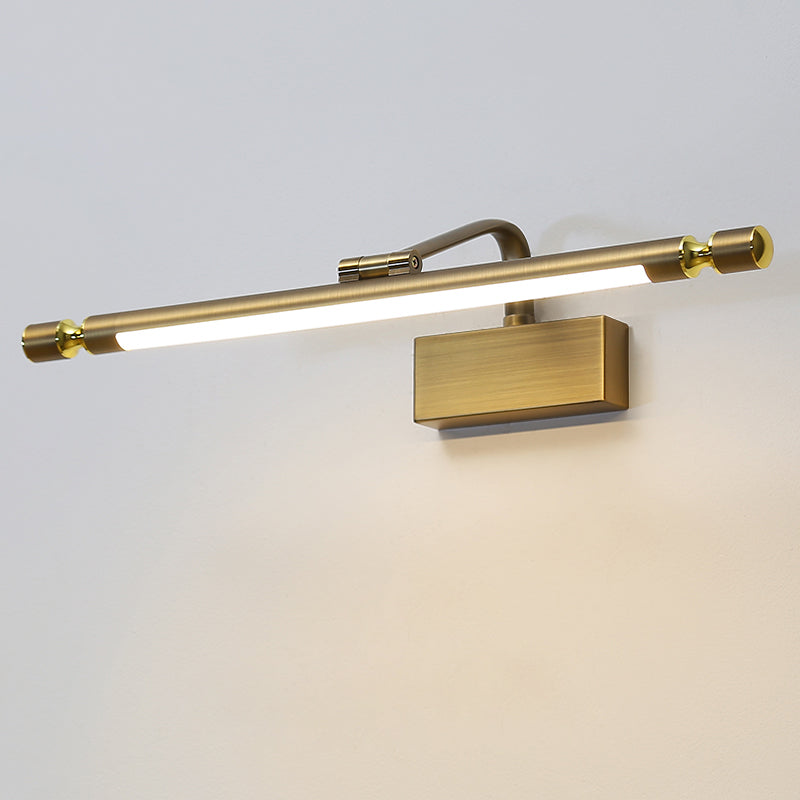 1-Light Linear Shade Wall Sconce Modern Simple Style Mirror Wall Lighting in Brass