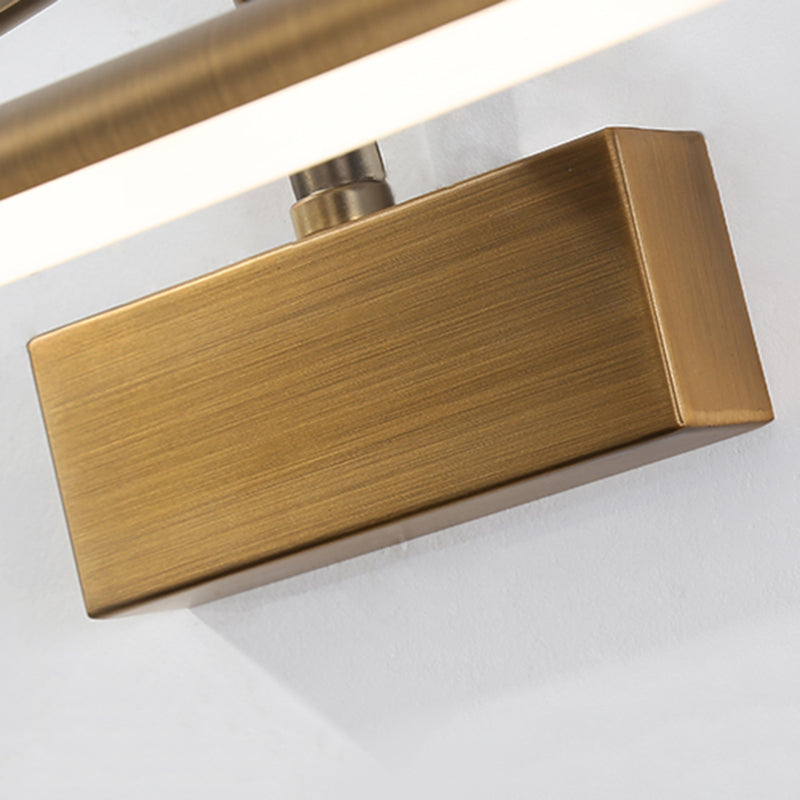 1-Light Linear Shade Wall Sconce Modern Simple Style Mirror Wall Lighting in Brass