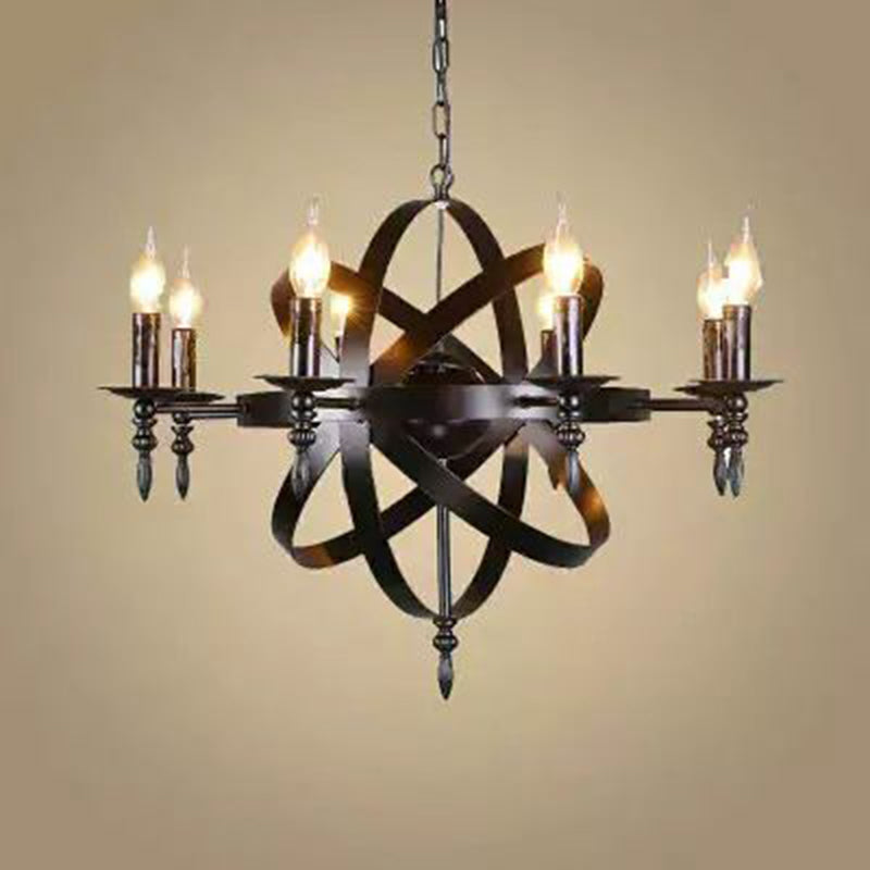 Industrial Iron Hanging Chandelier Candle Global Ceiling Hanging Light Fixture