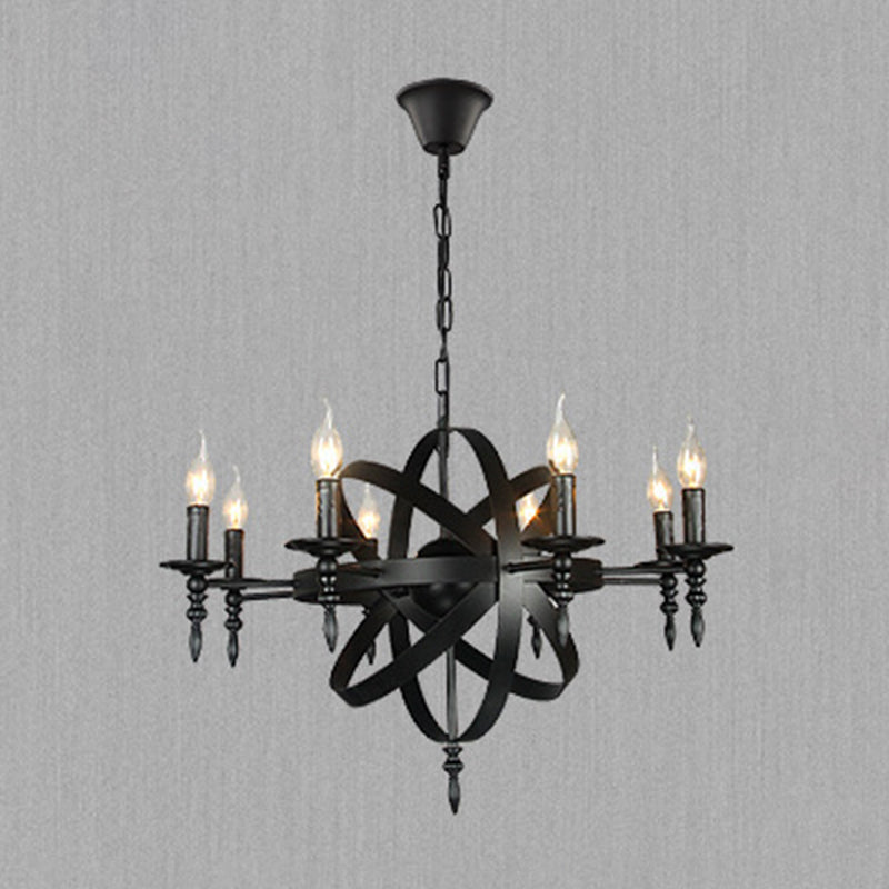 Industrial Iron Hanging Chandelier Candle Global Ceiling Hanging Light Fixture