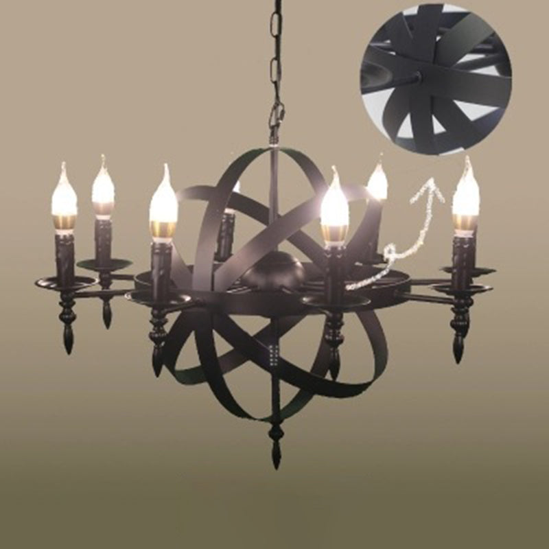 Industrial Iron Hanging Chandelier Candle Global Ceiling Hanging Light Fixture