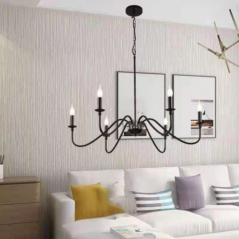 Metal Ceiling Hung Fixtures Vintage Candle Pendant Lighting for Living Room