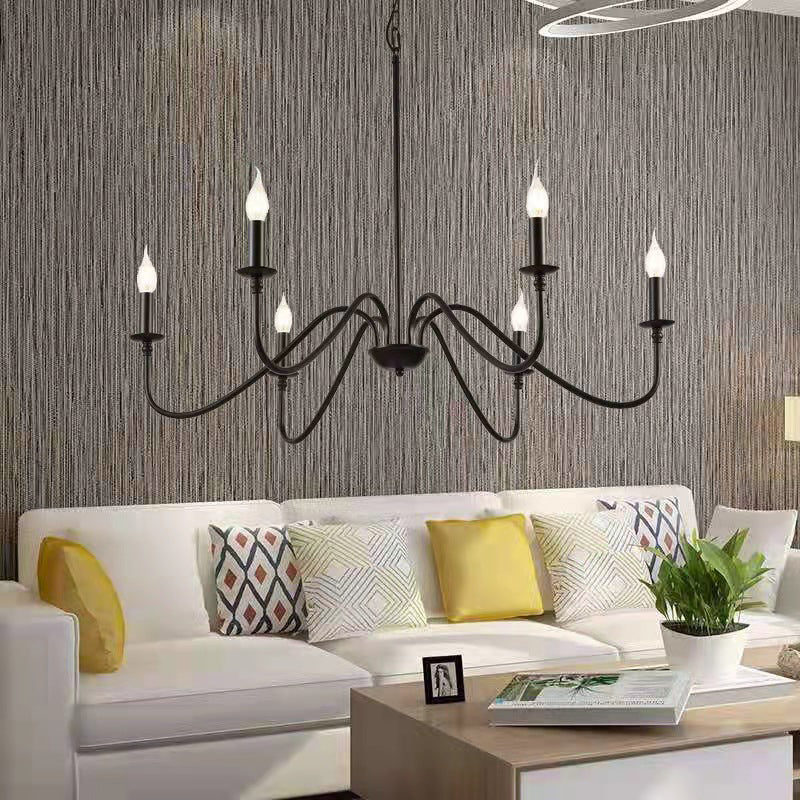 Metal Ceiling Hung Fixtures Vintage Candle Pendant Lighting for Living Room