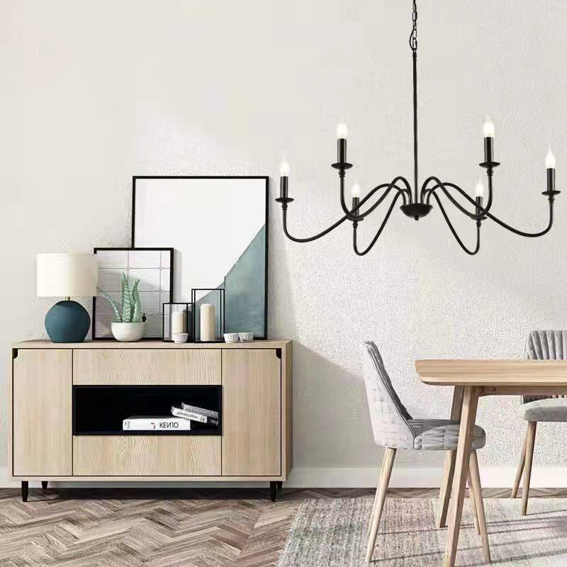 Metal Ceiling Hung Fixtures Vintage Candle Pendant Lighting for Living Room