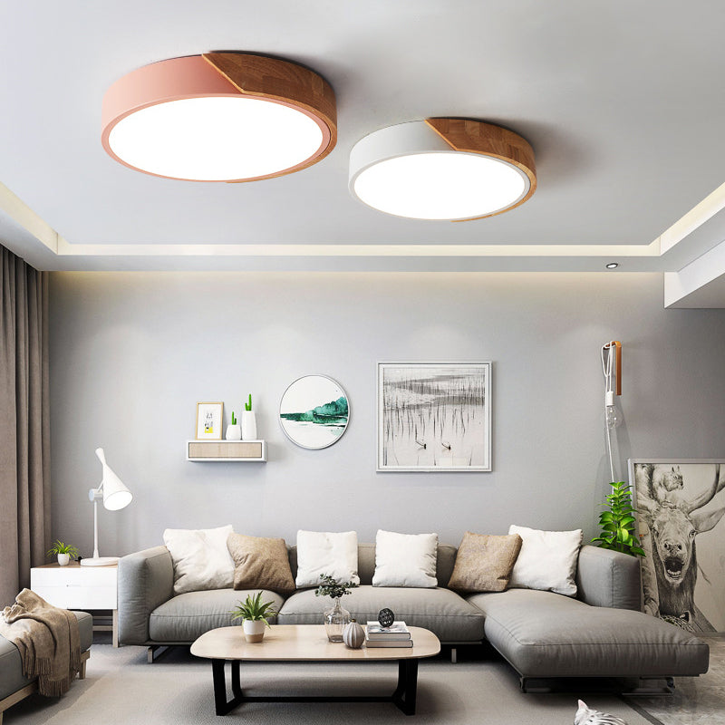 1-Light Round  Flush Mount Ceiling Light Fixtures Modern Metal Led Flush Light