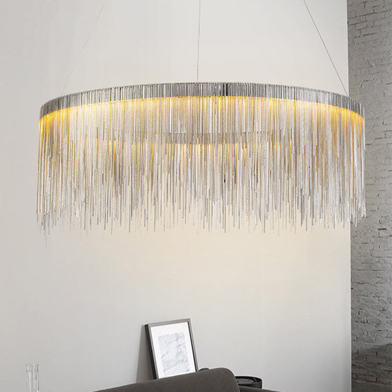 Postmodern Aluminum Hanging Light Fixtures Tassel Sockets Chandelier for Living Room