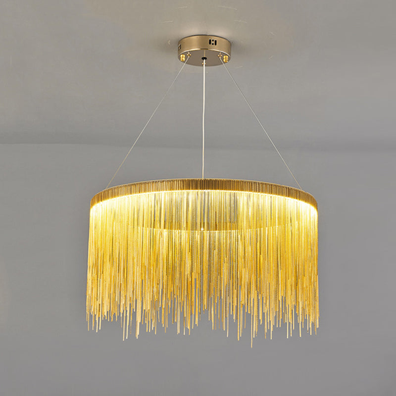 Postmodern Aluminum Hanging Light Fixtures Tassel Sockets Chandelier for Living Room