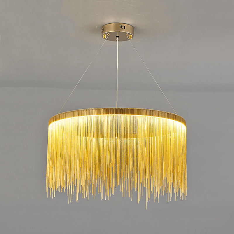 Postmodern Aluminum Hanging Light Fixtures Tassel Sockets Chandelier for Living Room