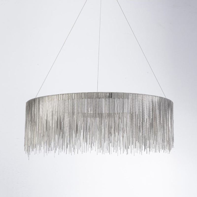 Postmodern Aluminum Hanging Light Fixtures Tassel Sockets Chandelier for Living Room