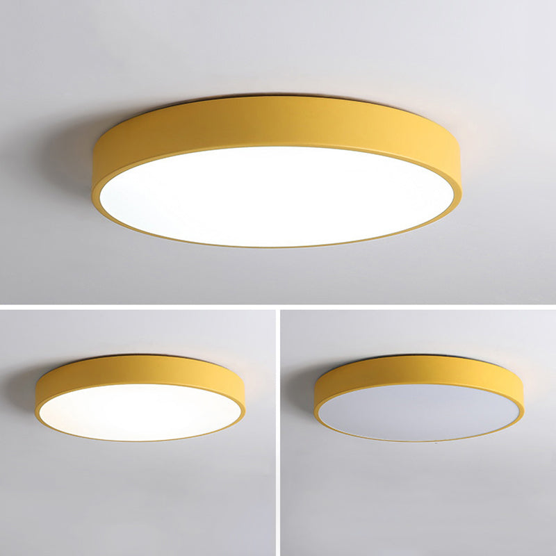 1-Light Round Flush Mount Ceiling Light Fixtures Modern Metal Led Flush Mount