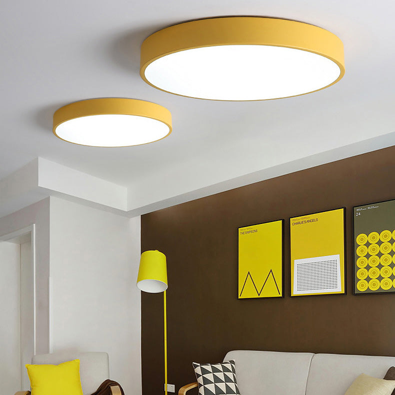 1-Light Round Flush Mount Ceiling Light Fixtures Modern Metal Led Flush Mount