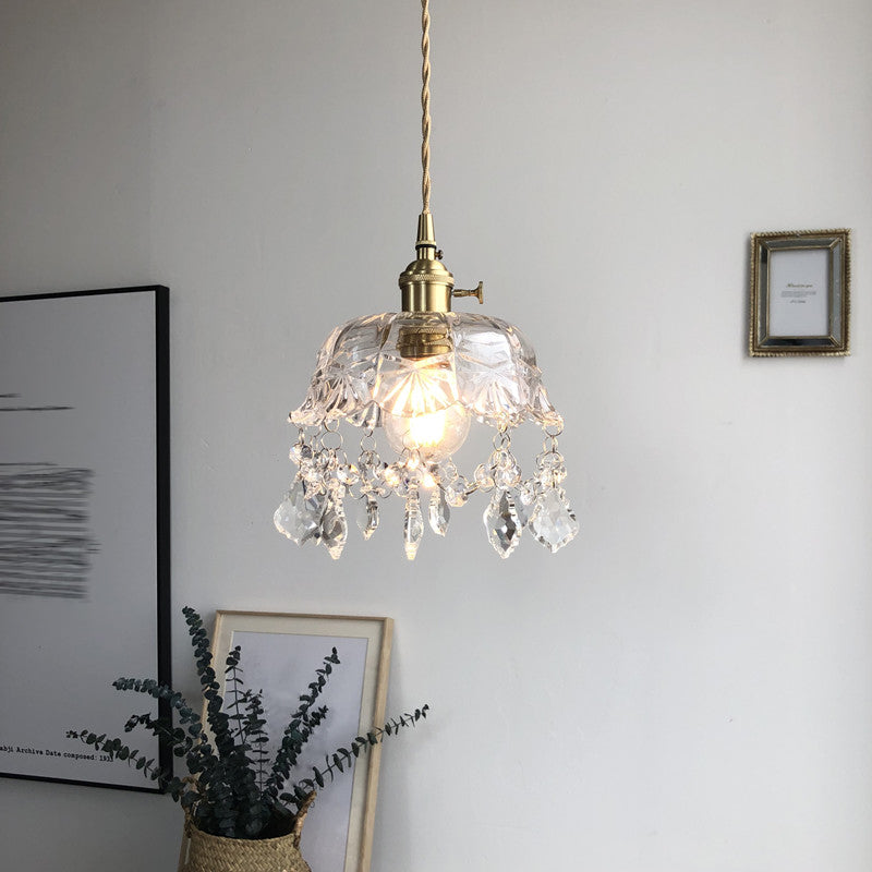 Glass Industrial Pendant Light 1-Light Hanging Ceiling Light for Hallway