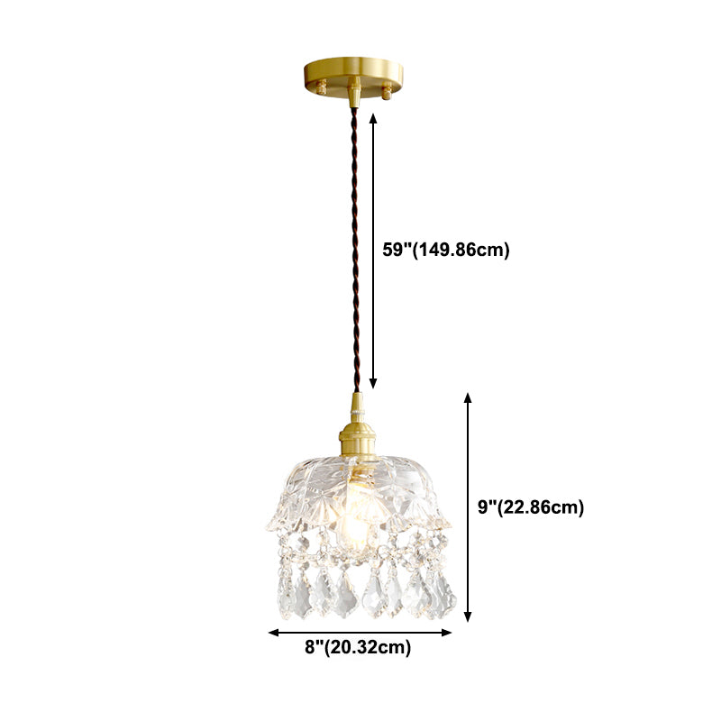 Glass Industrial Pendant Light 1-Light Hanging Ceiling Light for Hallway