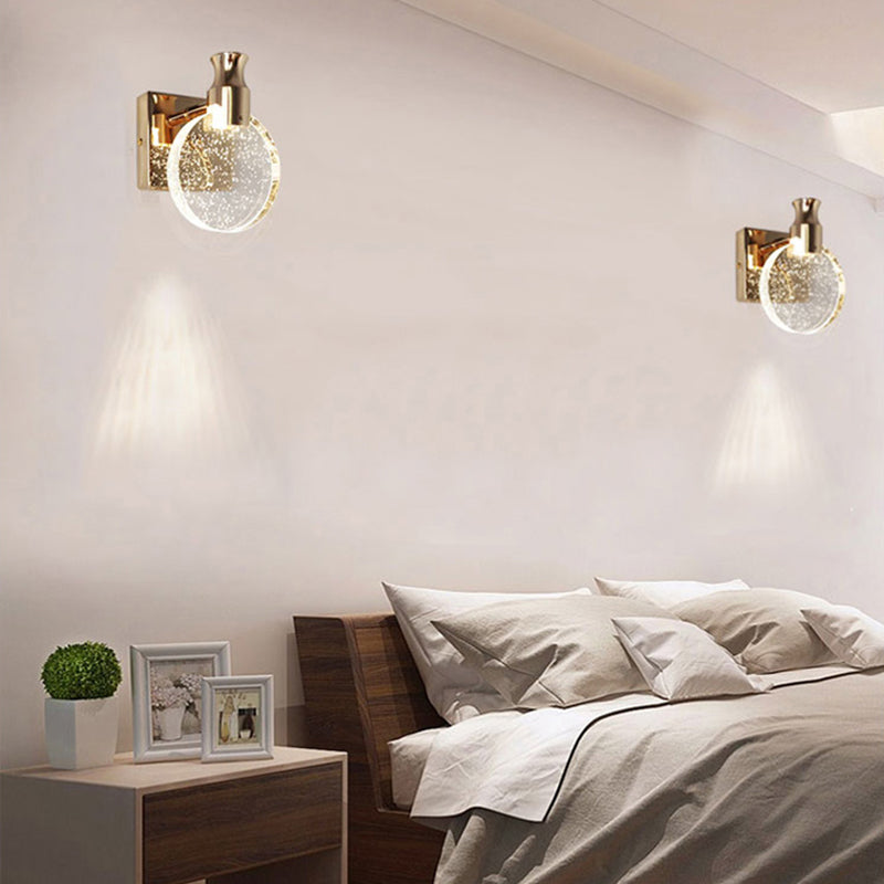 Cristal contemporáneo de 1 luces Lámpara de montaje de pared apliques de pared para dormitorio