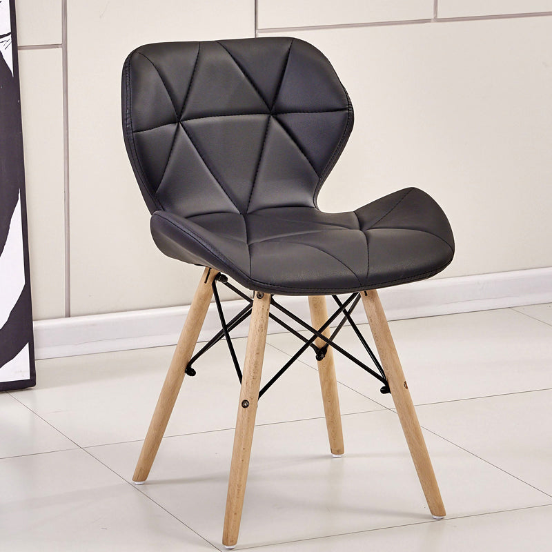 Glam Style Leather Dining Room Chair Multicolor Curved Side Chair for Home