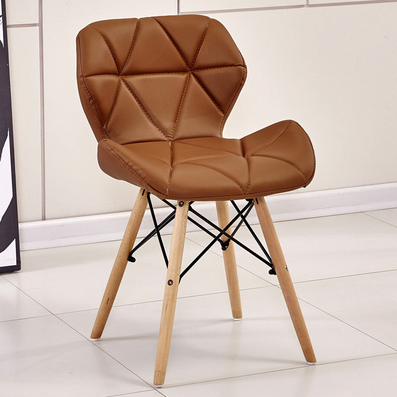 Glam Style Leather Dining Room Chair Multicolor Curved Side Chair for Home