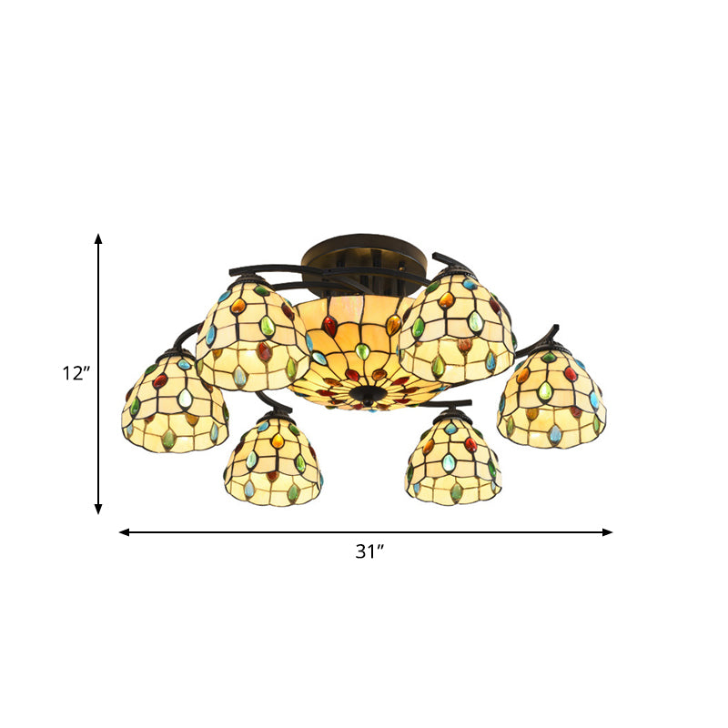 Luci semifulpa di perline Tiffany 9/11 Luci di vetro beige Apparecchiatura montata per la camera da letto