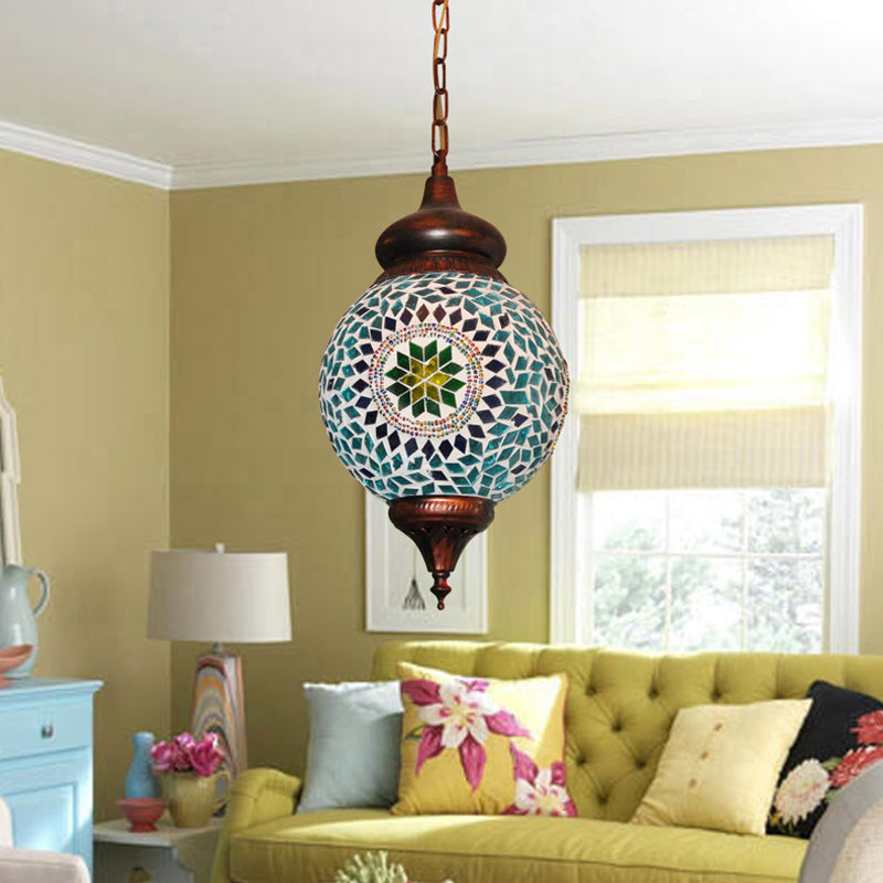 1 Bulbo Orbe Luz colgante de vidrio verdes tradicional lámpara colgante para sala de estar para sala de estar