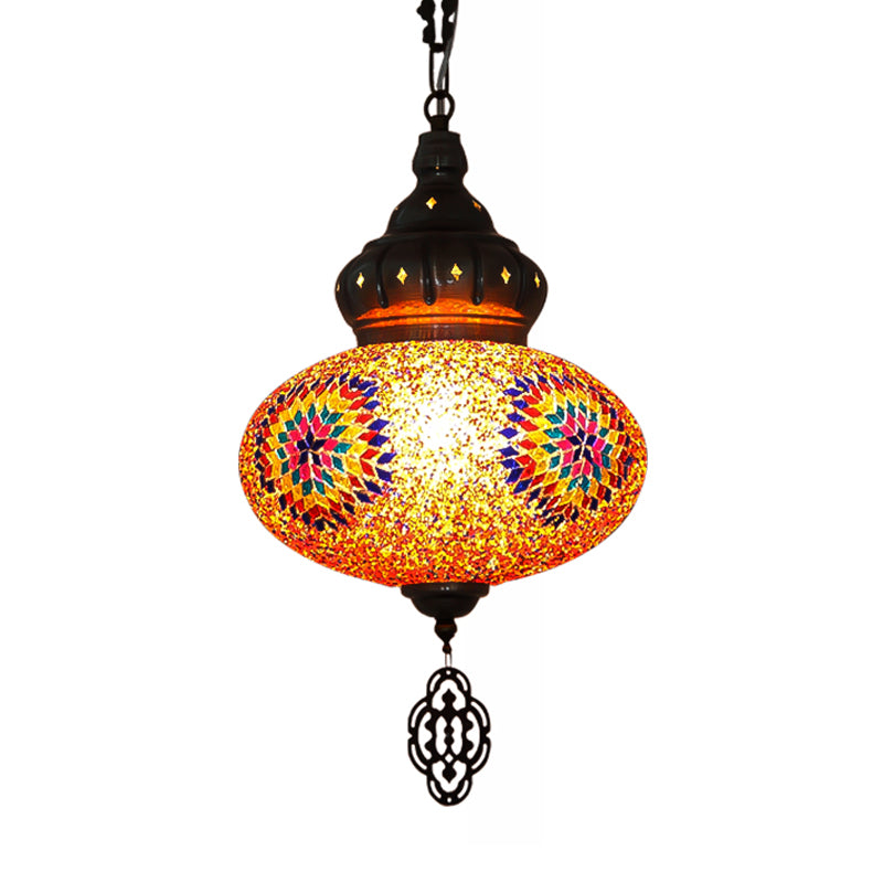 Ovaal gesneden glasophanging licht Turkish 1 lamp restaurant hanglamp in oranje
