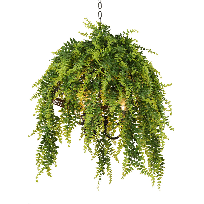 3 Glühbirnen Metall Kronleuchter Beleuchtung Retro Green Plant Restaurant LED Hanging Deckenleuchte