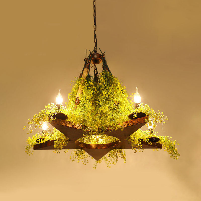 Candle Metal Chandelier Lighting Industrial 5 Lights Restaurant LED Plant plafondlamp in groen